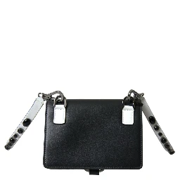 Black White Leather Crystal Embellished Cardholder Wallet
