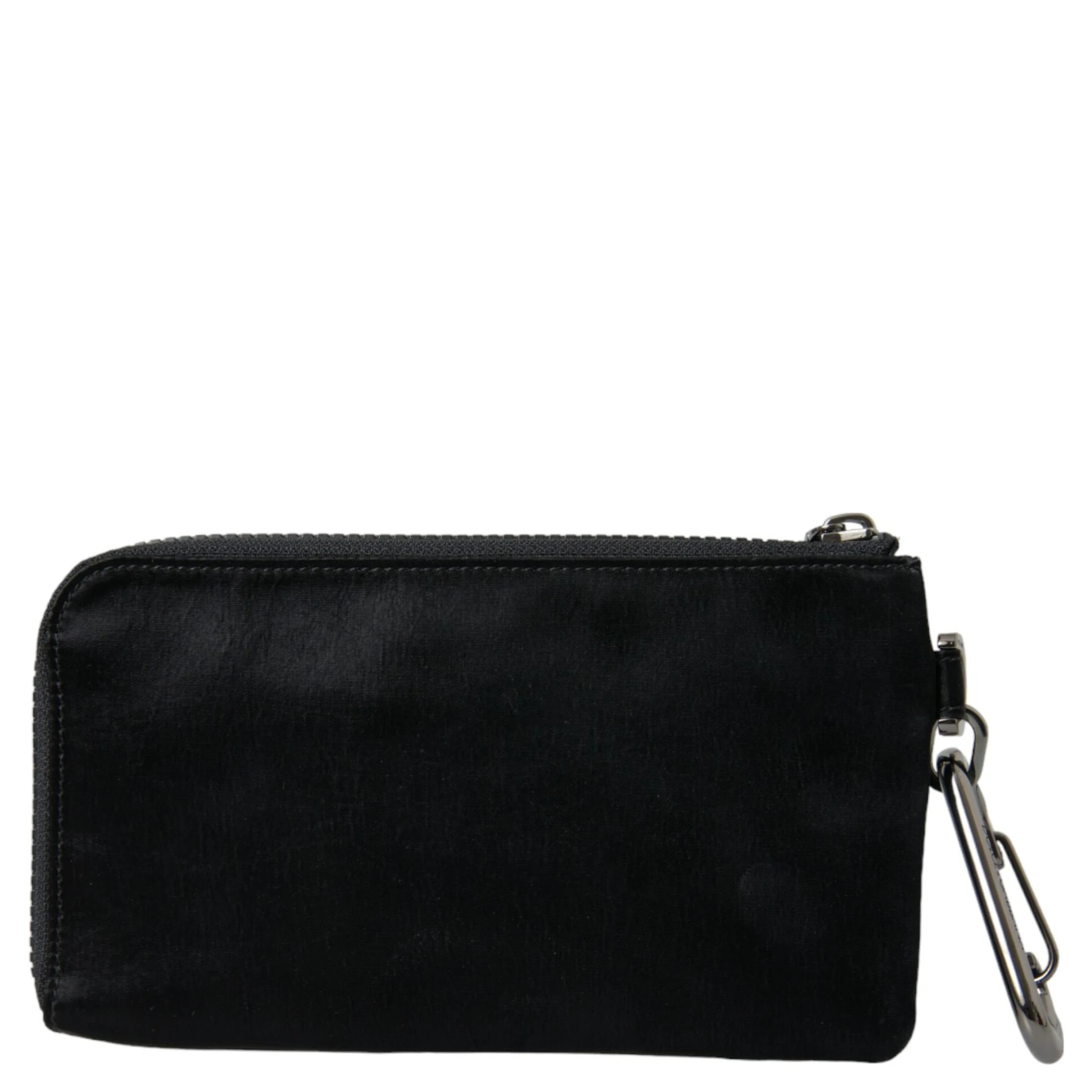 Black Nylon Logo Plaque Keyring Pouch Clutch Bags