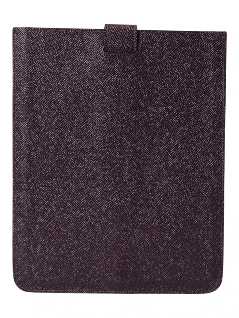 Dark Brown Leather Logo Plaque Cover Sleeve Tablet Case