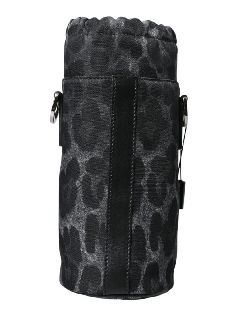 Black Leopard Round Slim Tote Bottle Cage Bag