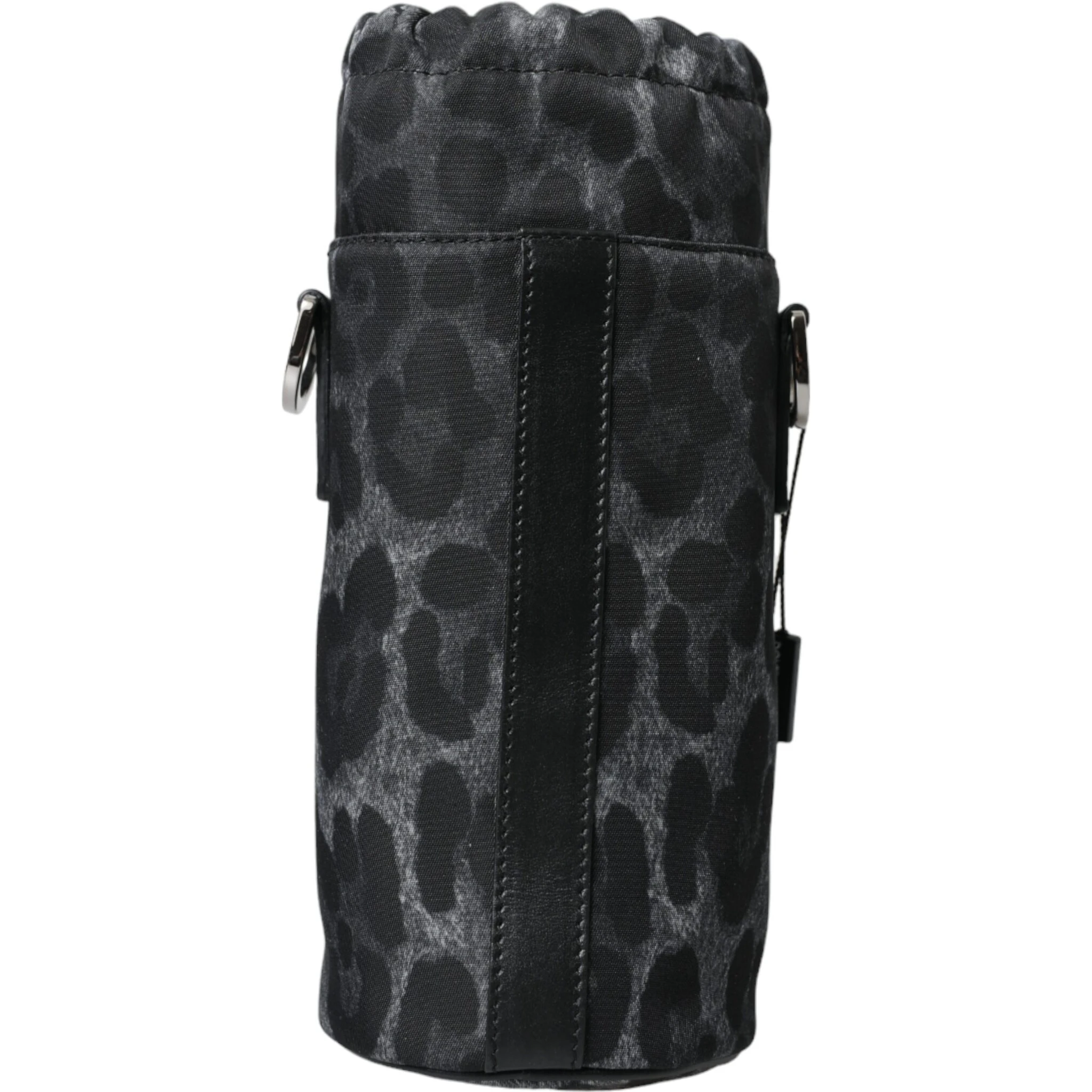Black Leopard Round Slim Tote Bottle Cage Bag