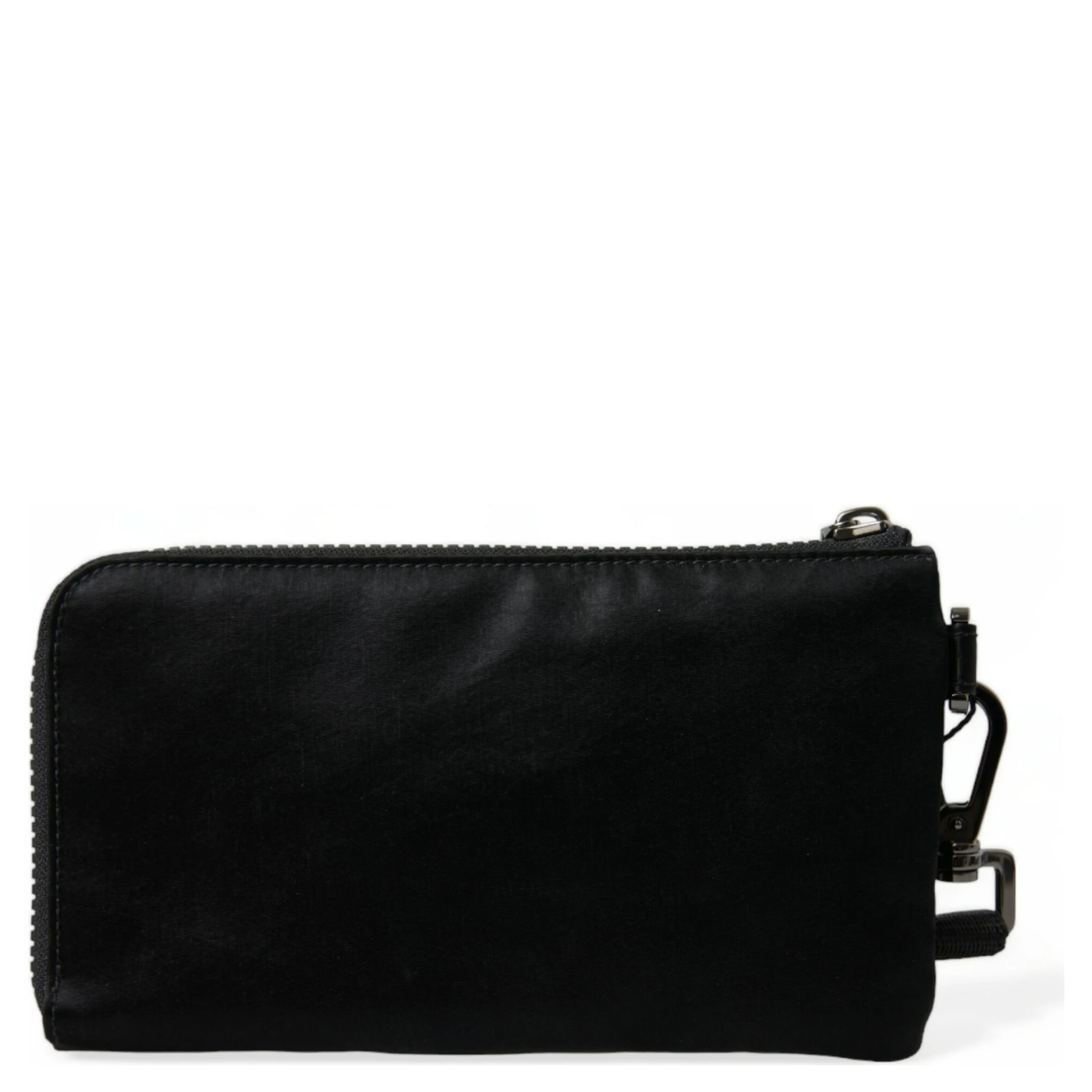 Black Nylon Logo Plaque Keyring Pouch Clutch Bag