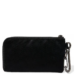 Black Nylon Logo Plaque Keyring Pouch Clutch Bag