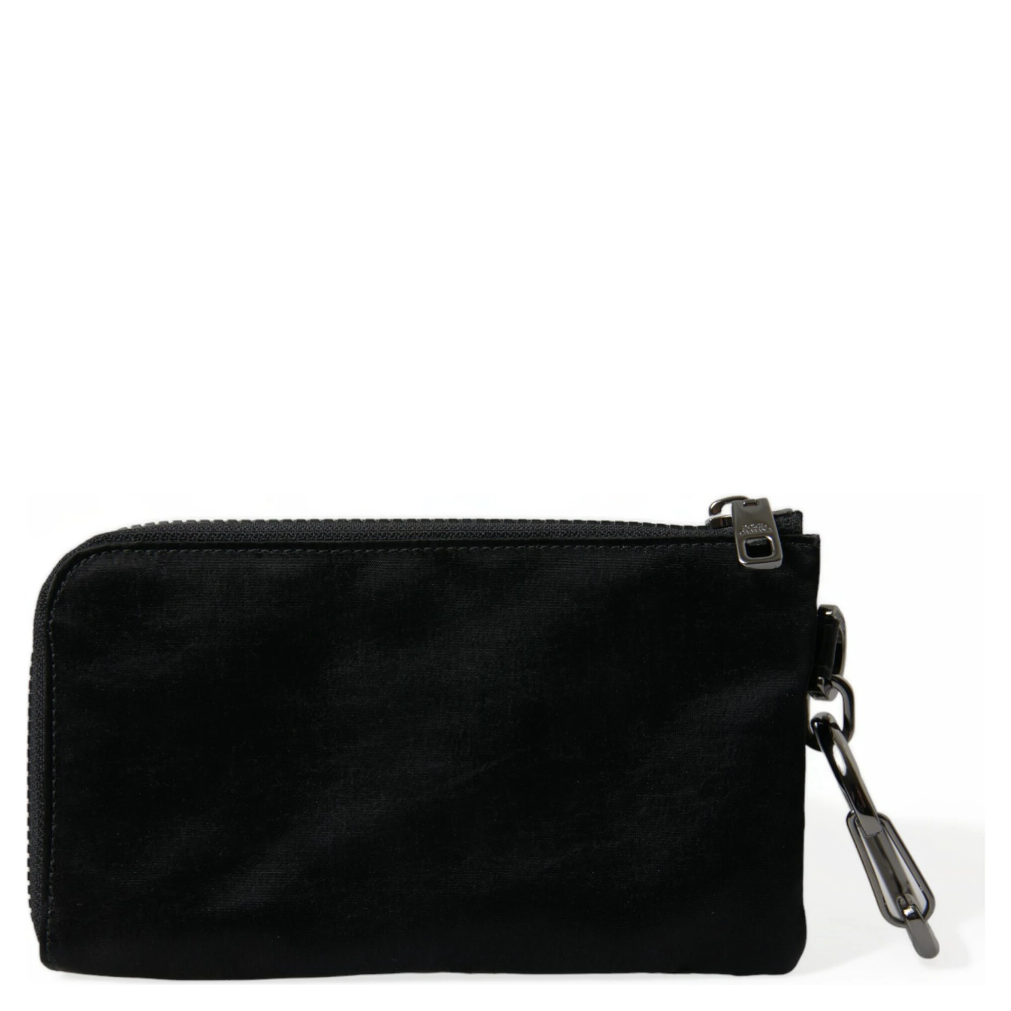 Black Nylon Logo Plaque Keyring Pouch Clutch Bag