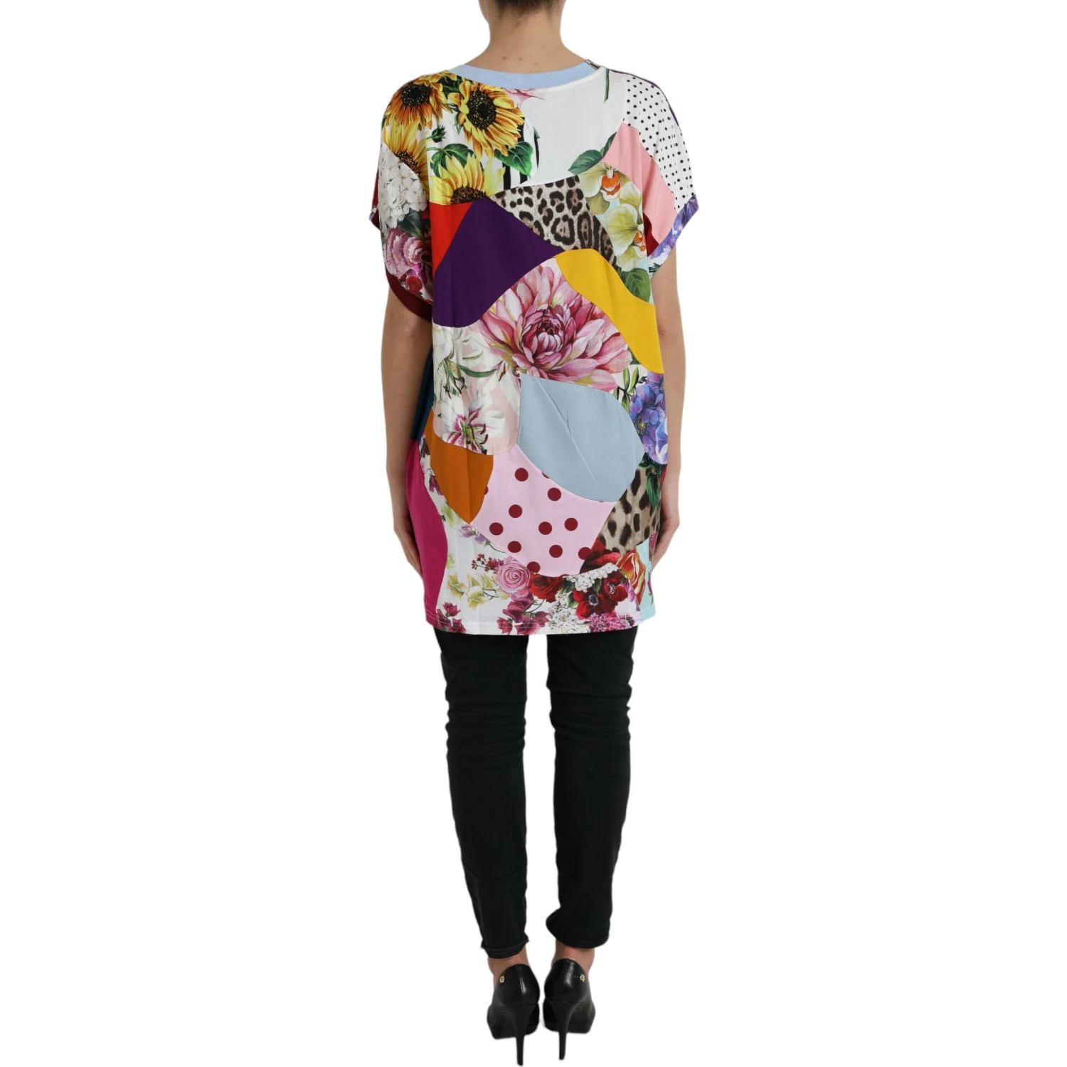 Multicolor Patchwork Cotton Silk Blouse Top
