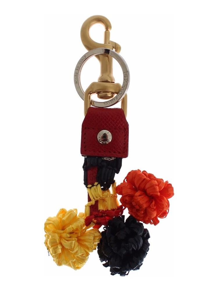 Gold Yellow Raffia Leather Clasp Finder Chain Keyring