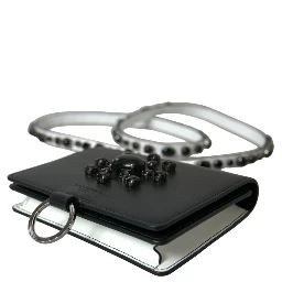 Black White Leather Crystal Embellished Cardholder Wallet