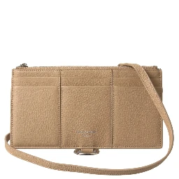 Beige Leather Shoulder Cardholder Shoulder Strap Wallet