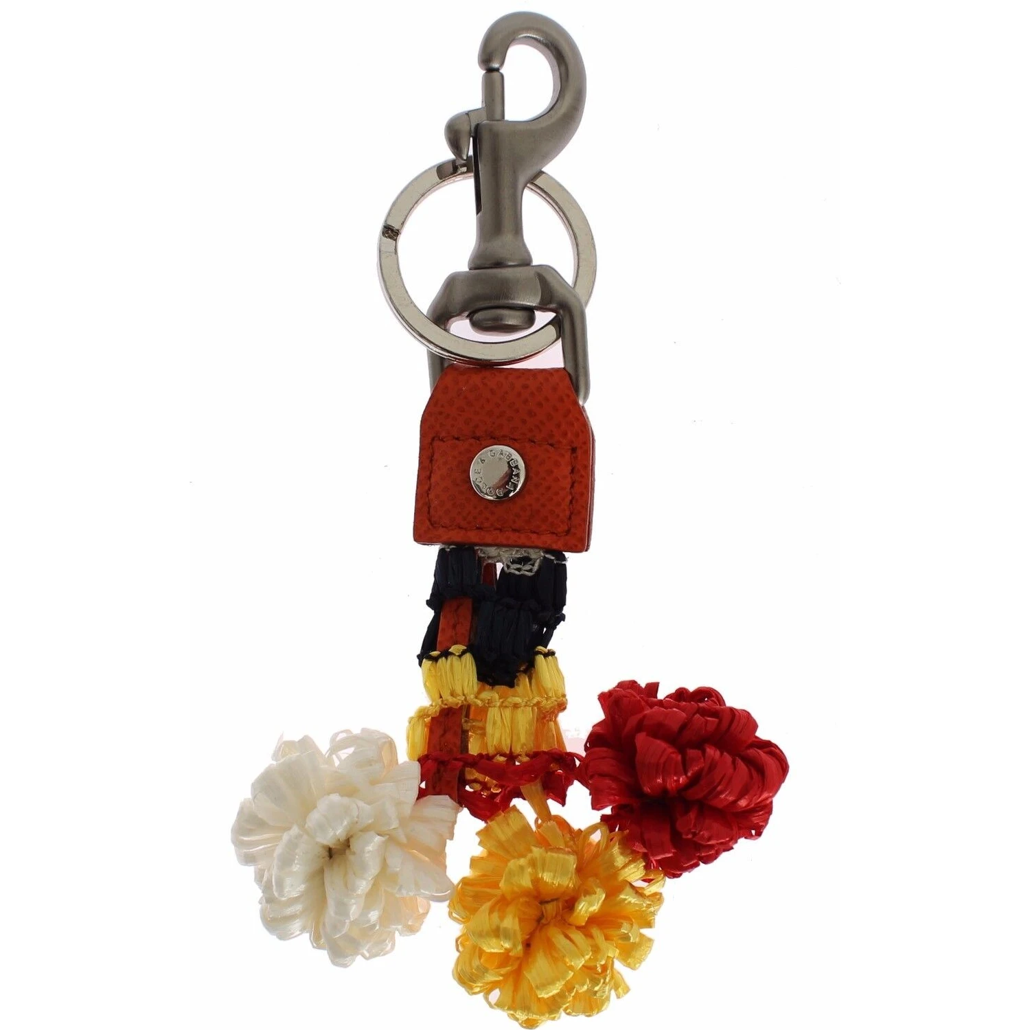 Red White Raffia Leather Clasp Finder Keyring Keychain