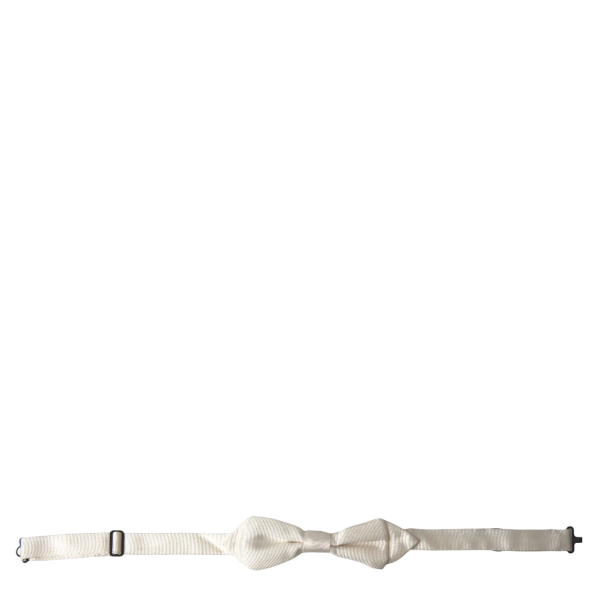White Silk Slim Adjustable Neck Papillon Bow Tie