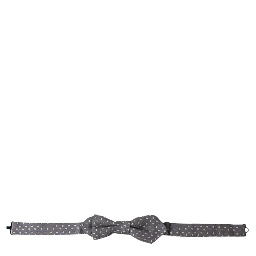 Gray Polka Dots Silk Adjustable Neck Papillon Bow Tie