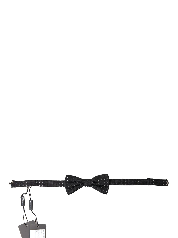 Black Polka Dot Silk Adjustable Men Neck Papillon Bow Tie