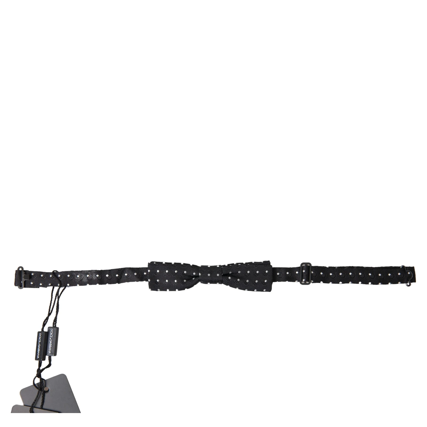 Black Polka Dot Silk Adjustable Men Neck Papillon Bow Tie