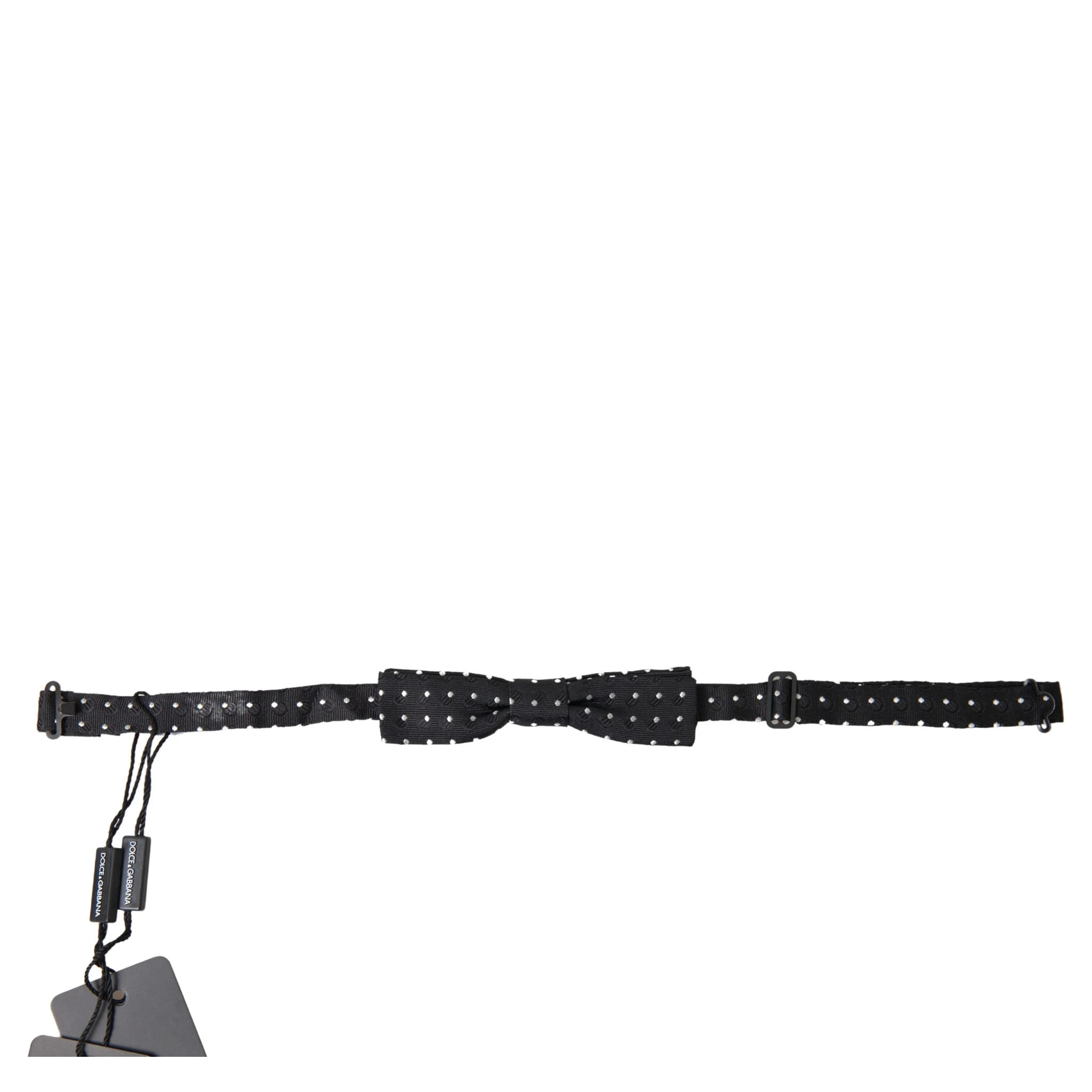 Black Polka Dot Silk Adjustable Men Neck Papillon Bow Tie