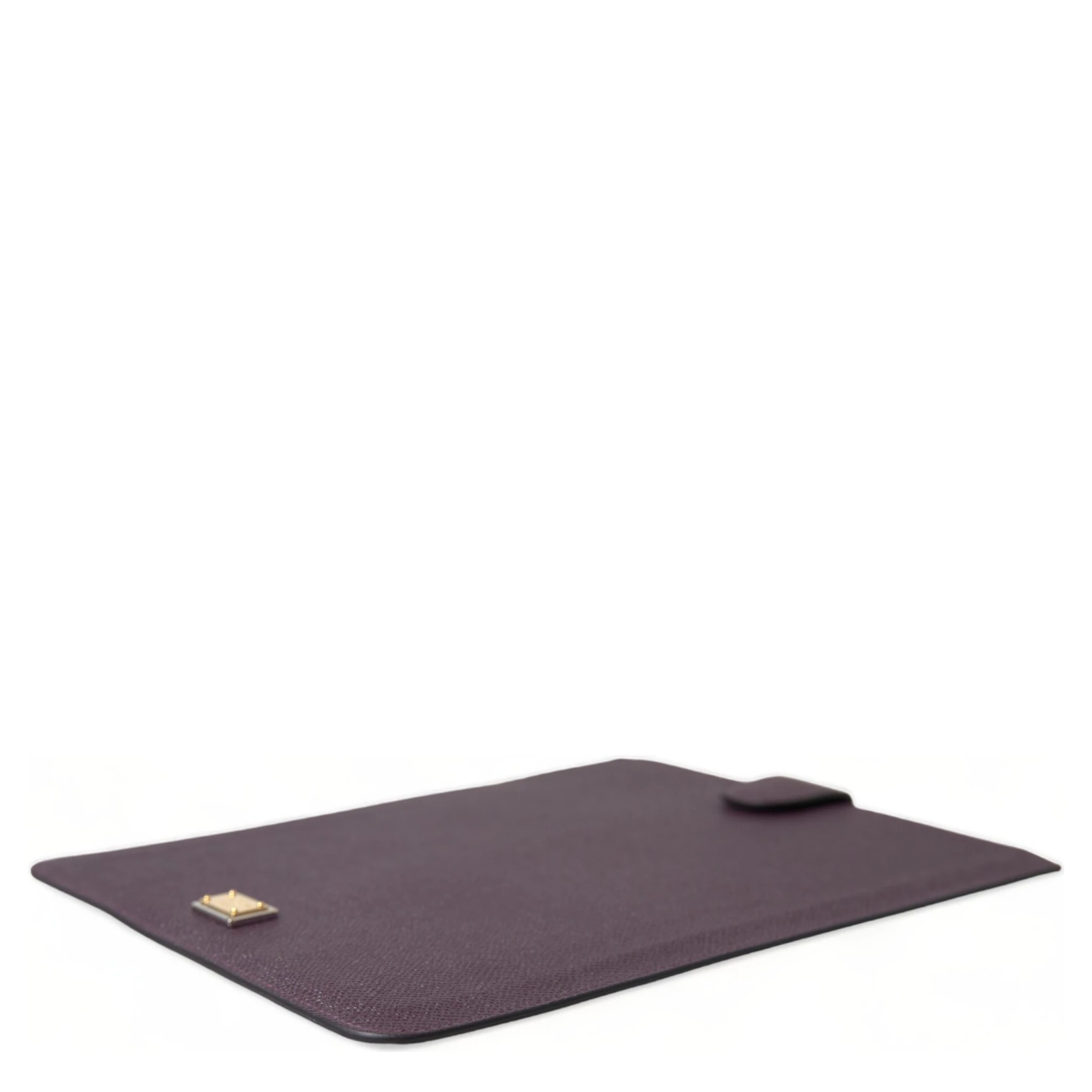 Dark Brown Leather Logo Plaque Cover Sleeve Tablet Case