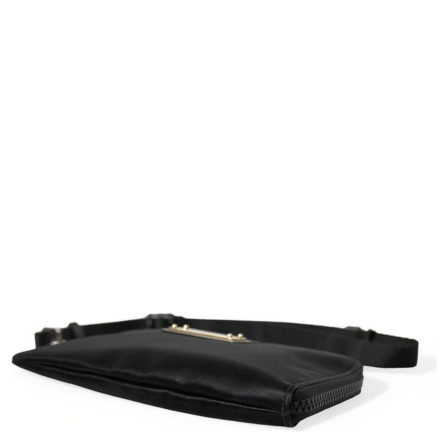 Black Nylon Logo Plaque Keyring Pouch Clutch Bag