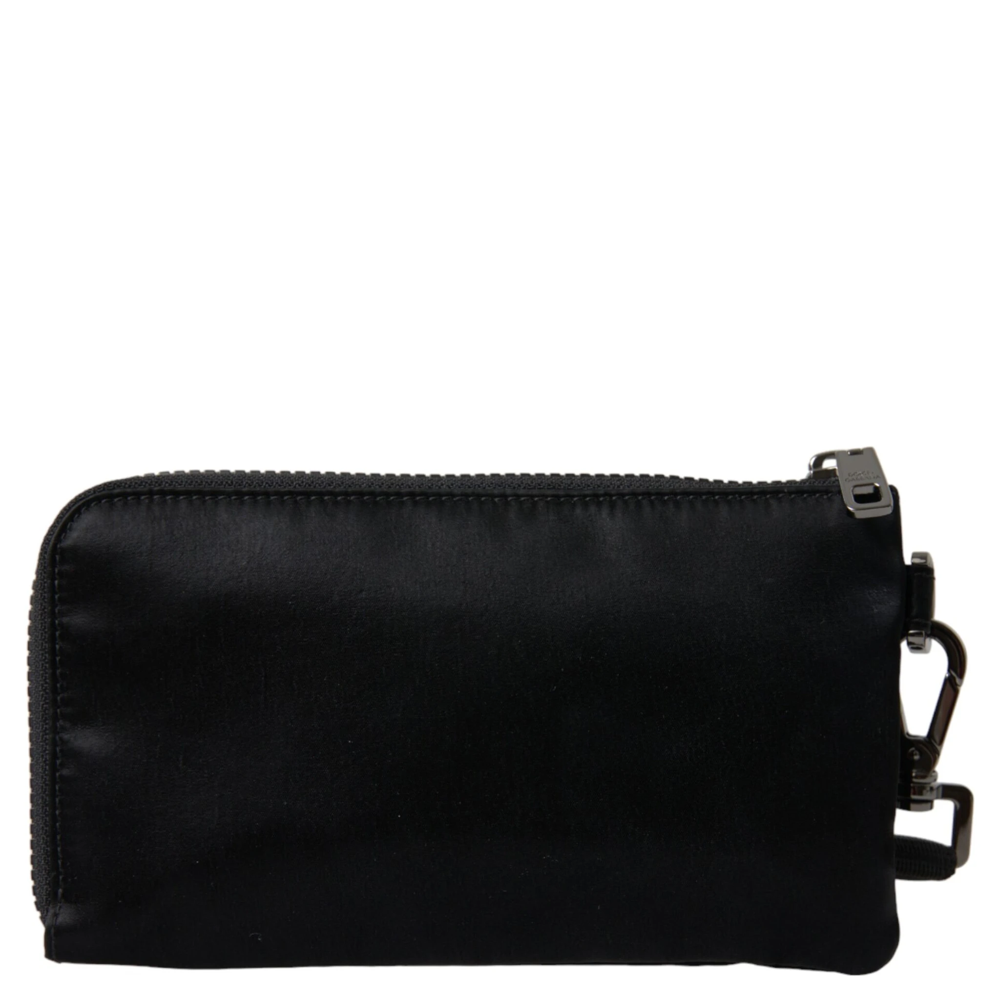 Black Nylon Logo Plaque Keyring Pouch Clutch Bag