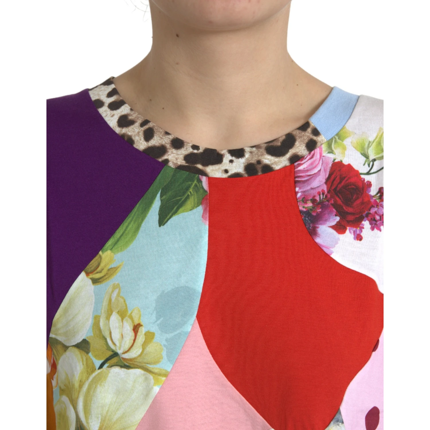 Multicolor Patchwork Cotton Silk Blouse Top