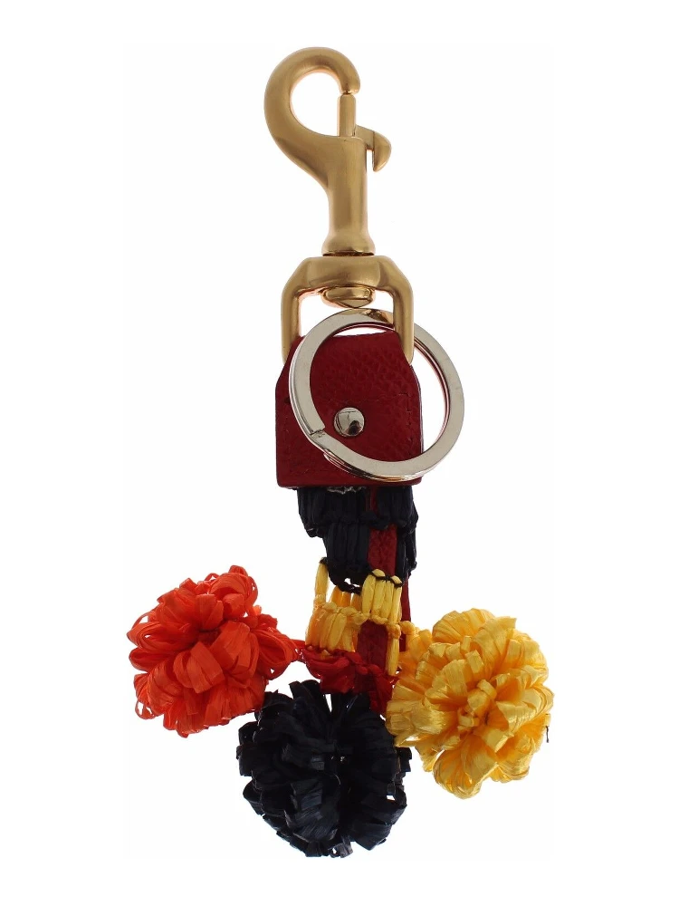 Gold Yellow Raffia Leather Clasp Finder Chain Keyring alternative