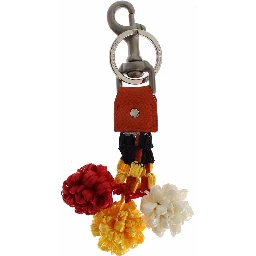 Red White Raffia Leather Clasp Finder Keyring Keychain