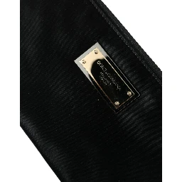 Black Nylon Logo Plaque Keyring Pouch Clutch Bags