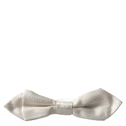 White Silk Slim Adjustable Neck Papillon Bow Tie