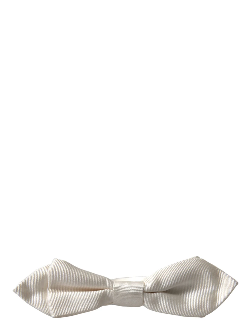 White Silk Slim Adjustable Neck Papillon Bow Tie