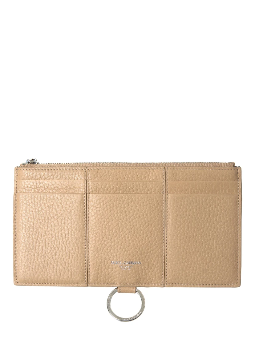Beige Leather Shoulder Cardholder Shoulder Strap Wallet