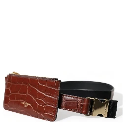 Brown Alligator Leather Airpods Case Coin Purse Wallet