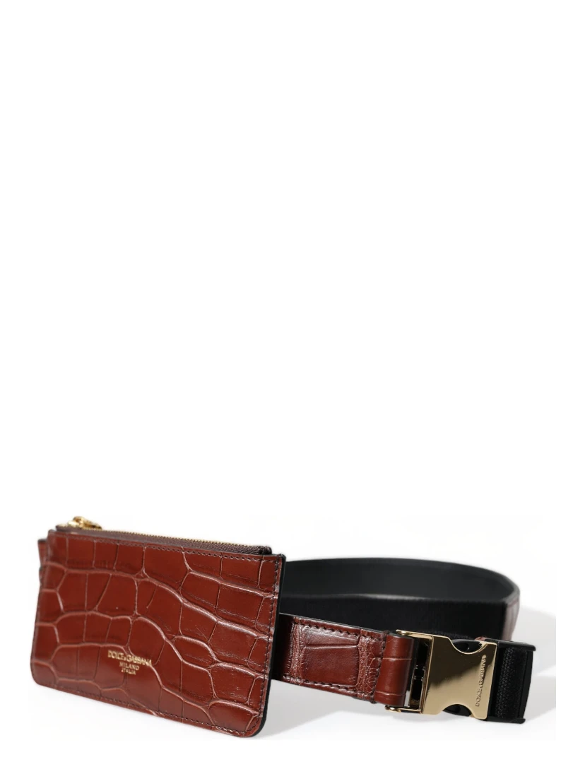 Brown Alligator Leather Airpods Case Coin Purse Wallet