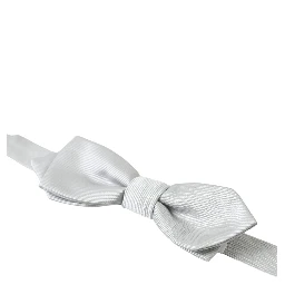 Gray Silk Adjustable Men Neck Papillon Bow Tie