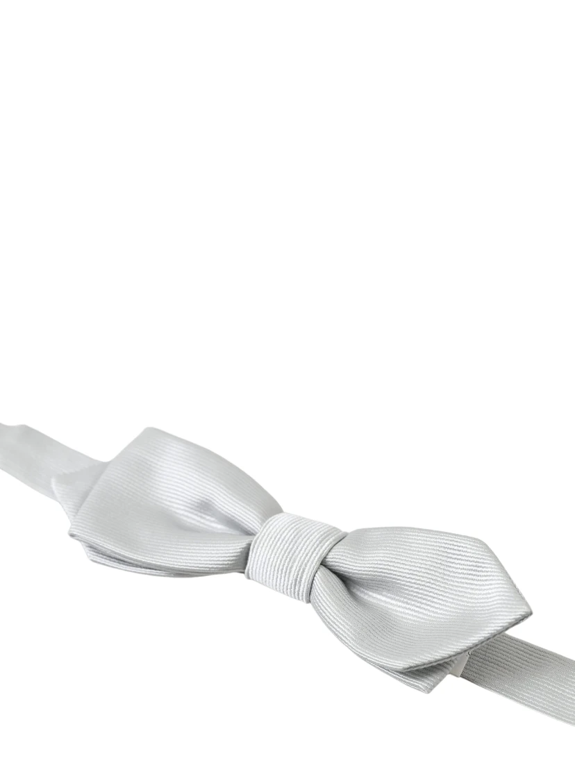 Gray Silk Adjustable Men Neck Papillon Bow Tie
