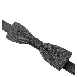Dark Gray Silk Adjustable Neck Men Papillon Bow Tie