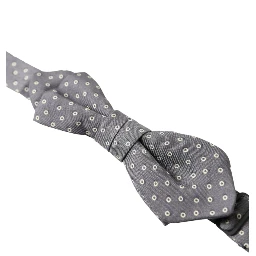 Gray Polka Dots Silk Adjustable Neck Papillon Bow Tie