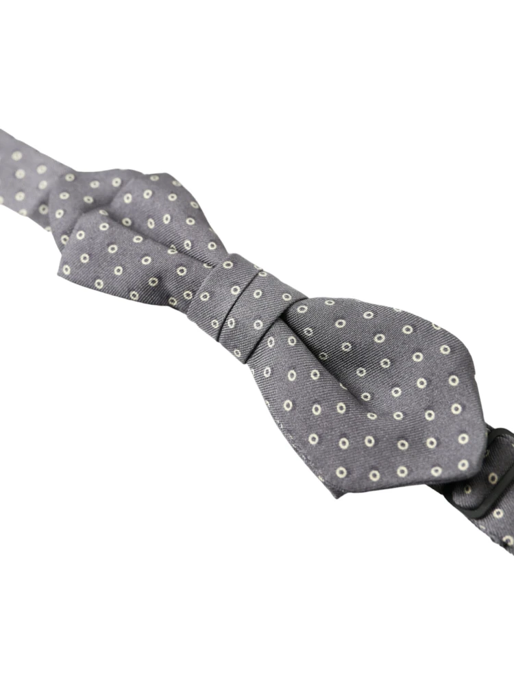 Gray Polka Dots Silk Adjustable Neck Papillon Bow Tie alternative