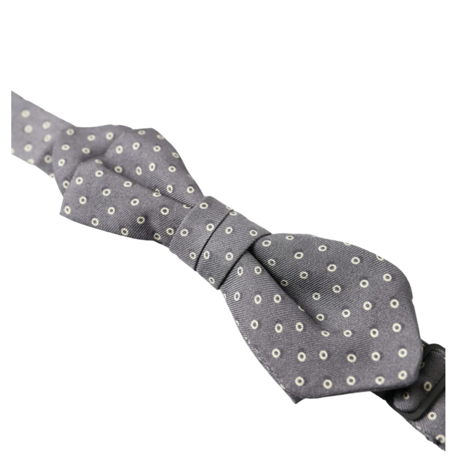 Gray Polka Dots Silk Adjustable Neck Papillon Bow Tie