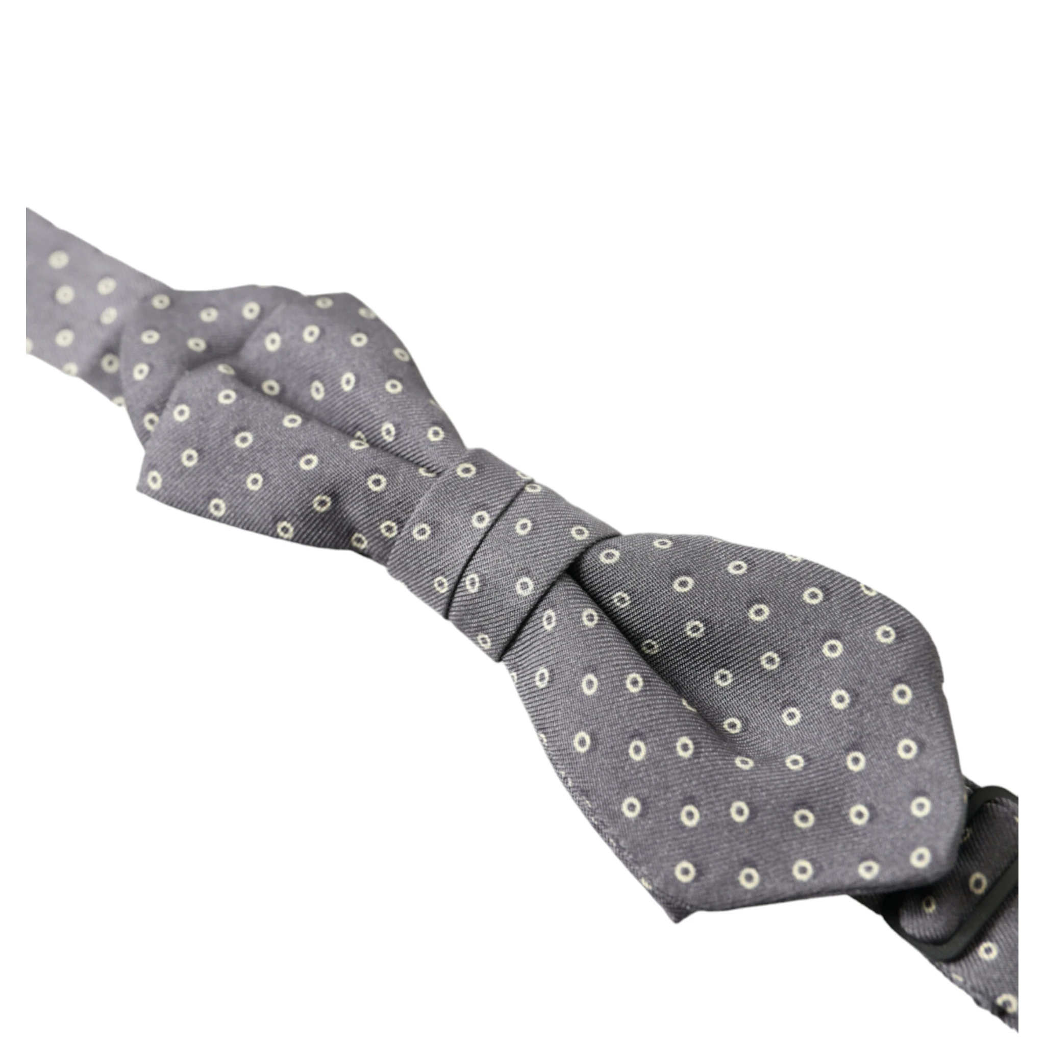 Gray Polka Dots Silk Adjustable Neck Papillon Bow Tie