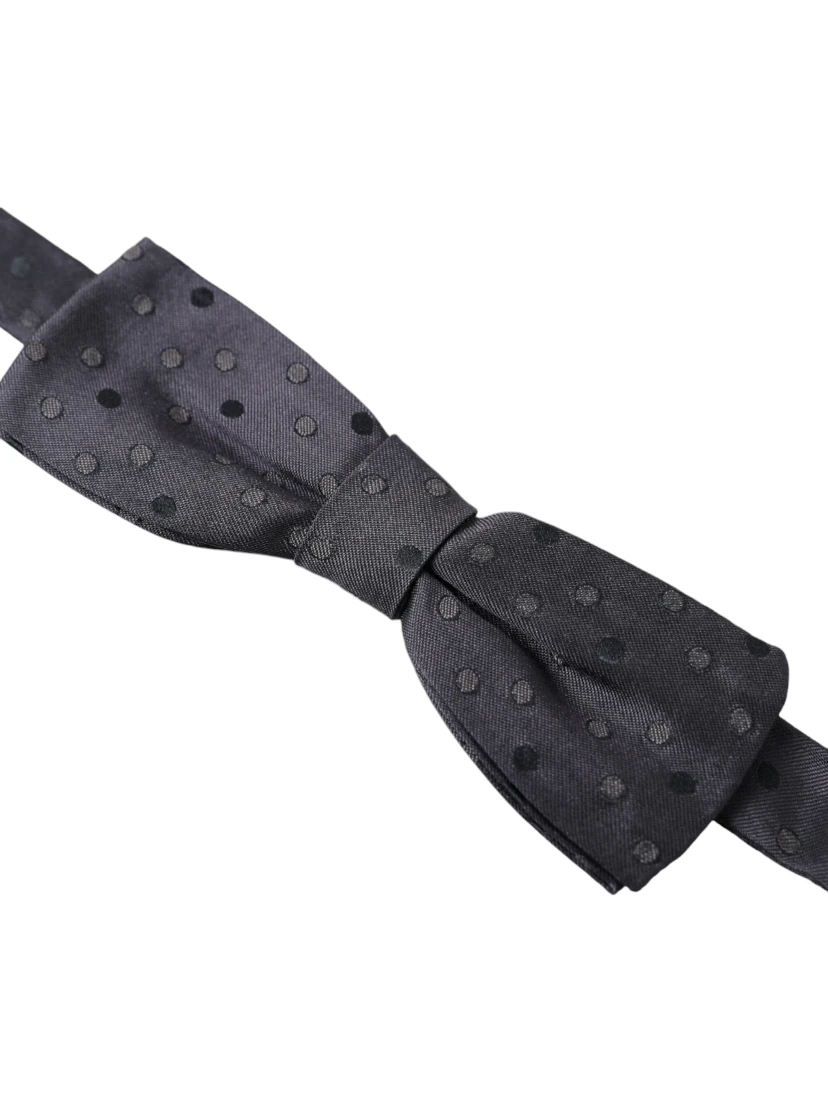 Blue Polka Dot Silk Adjustable Neck Men Papillon Bow Tie