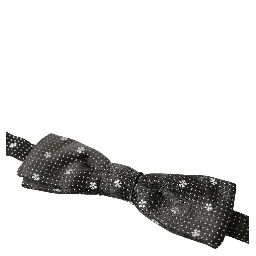 Black Patterned Silk Adjustable Men Neck Papillon Bow Tie