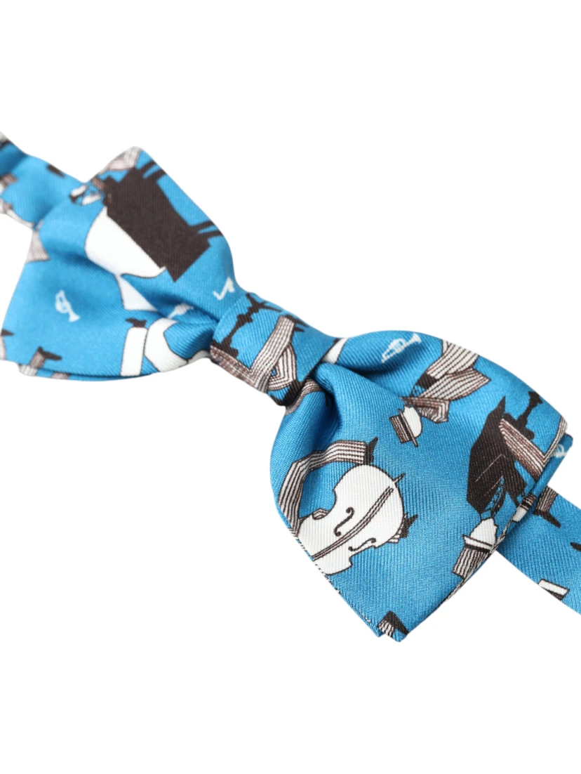 Blue Jazz Club Silk Adjustable Neck Papillon Bow Tie