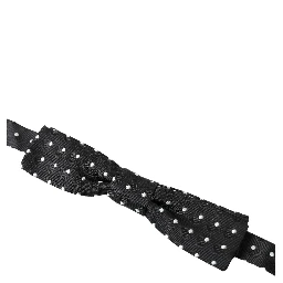 Black Polka Dot Silk Adjustable Men Neck Papillon Bow Tie
