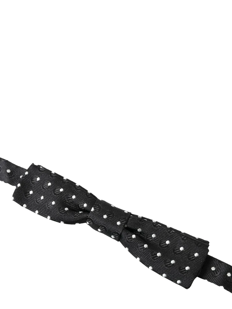 Black Polka Dot Silk Adjustable Men Neck Papillon Bow Tie alternative