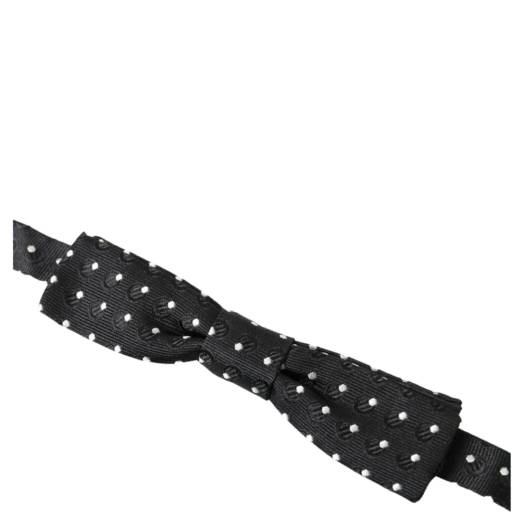 Black Polka Dot Silk Adjustable Men Neck Papillon Bow Tie