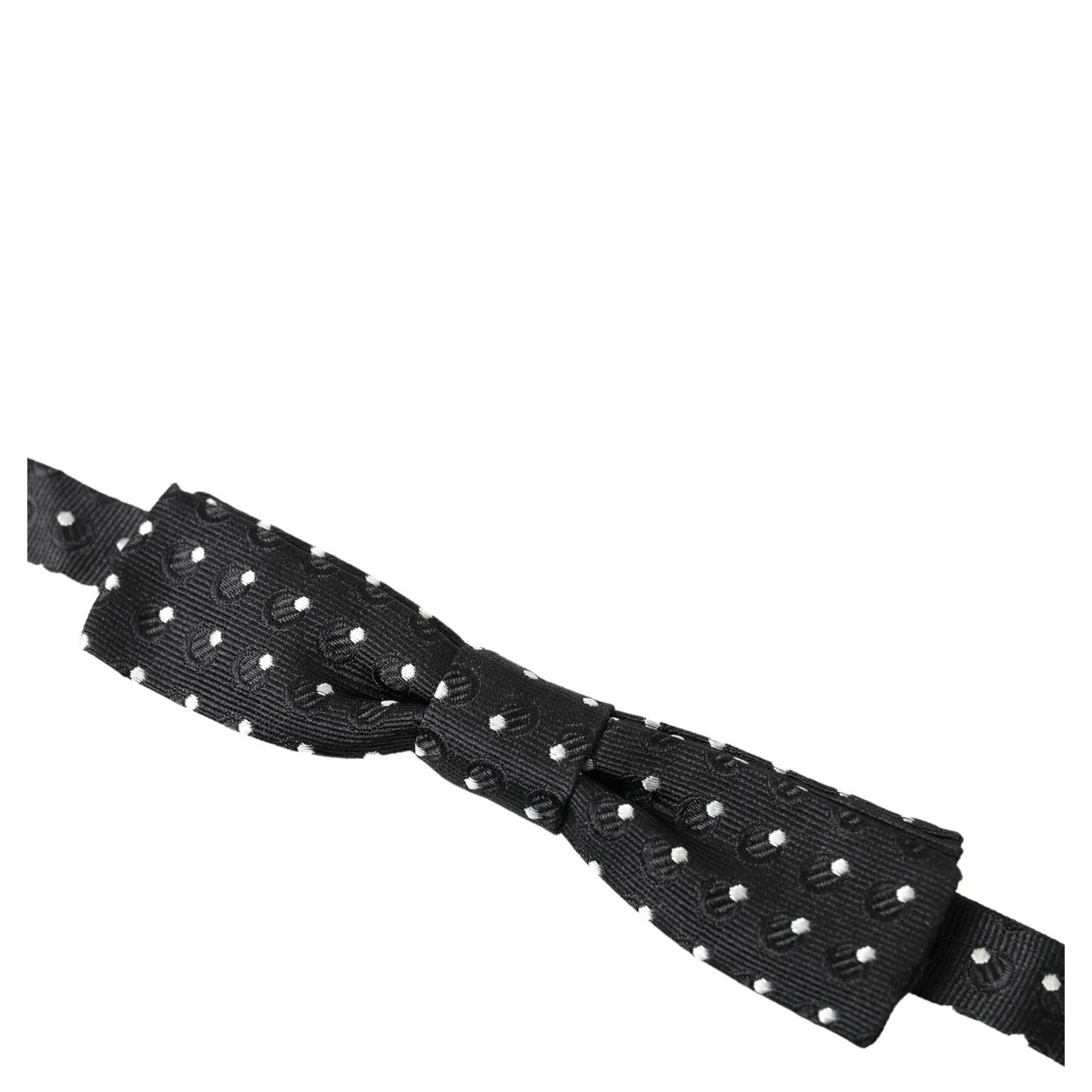 Black Polka Dot Silk Adjustable Men Neck Papillon Bow Tie