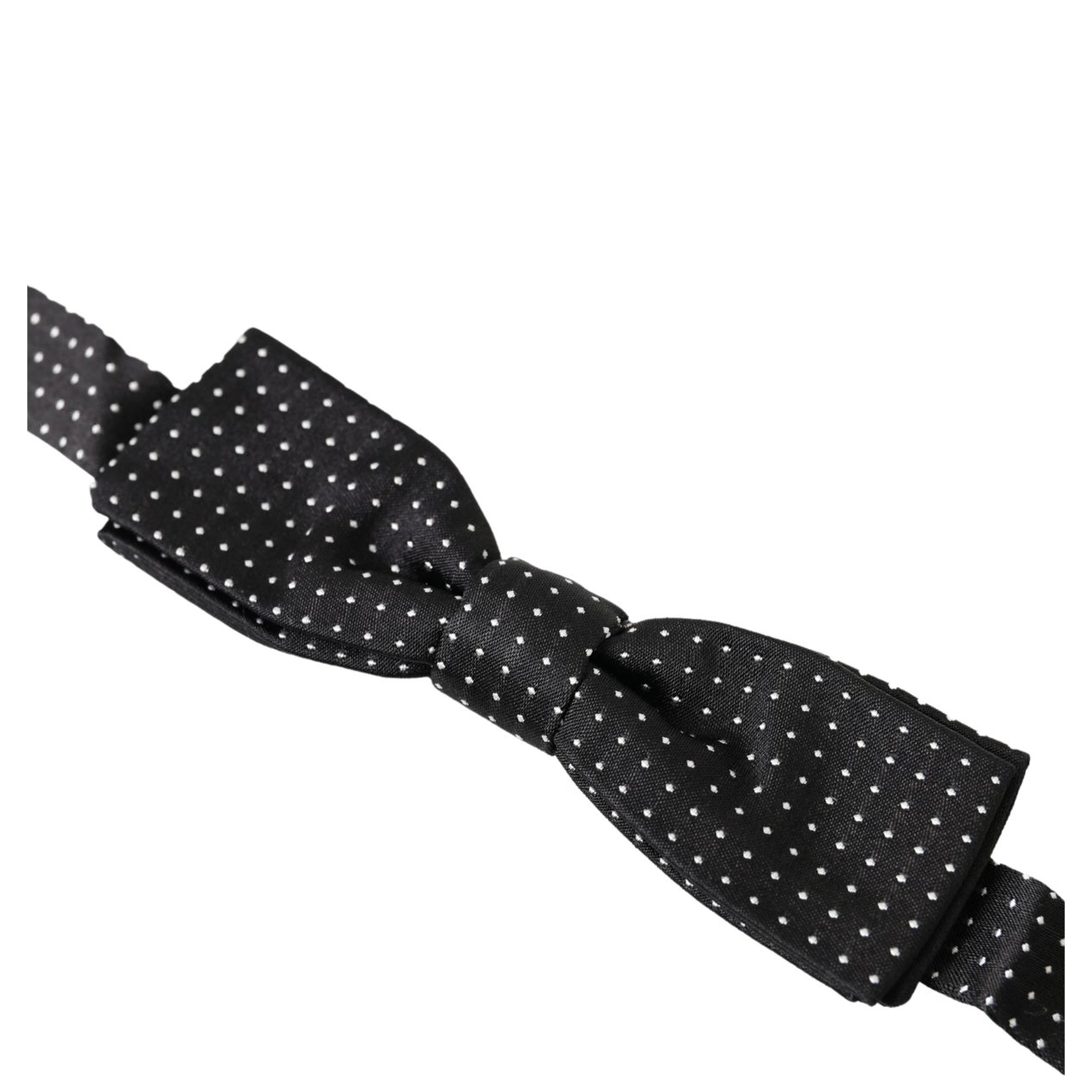 Black Polka Dot Silk Adjustable Men Neck Papillon Bow Tie