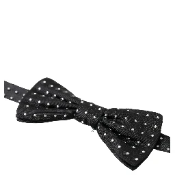 Black Polka Dot Silk Adjustable Men Neck Papillon Bow Tie