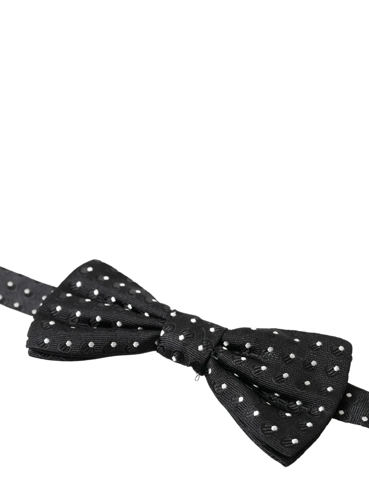 Black Polka Dot Silk Adjustable Men Neck Papillon Bow Tie alternative