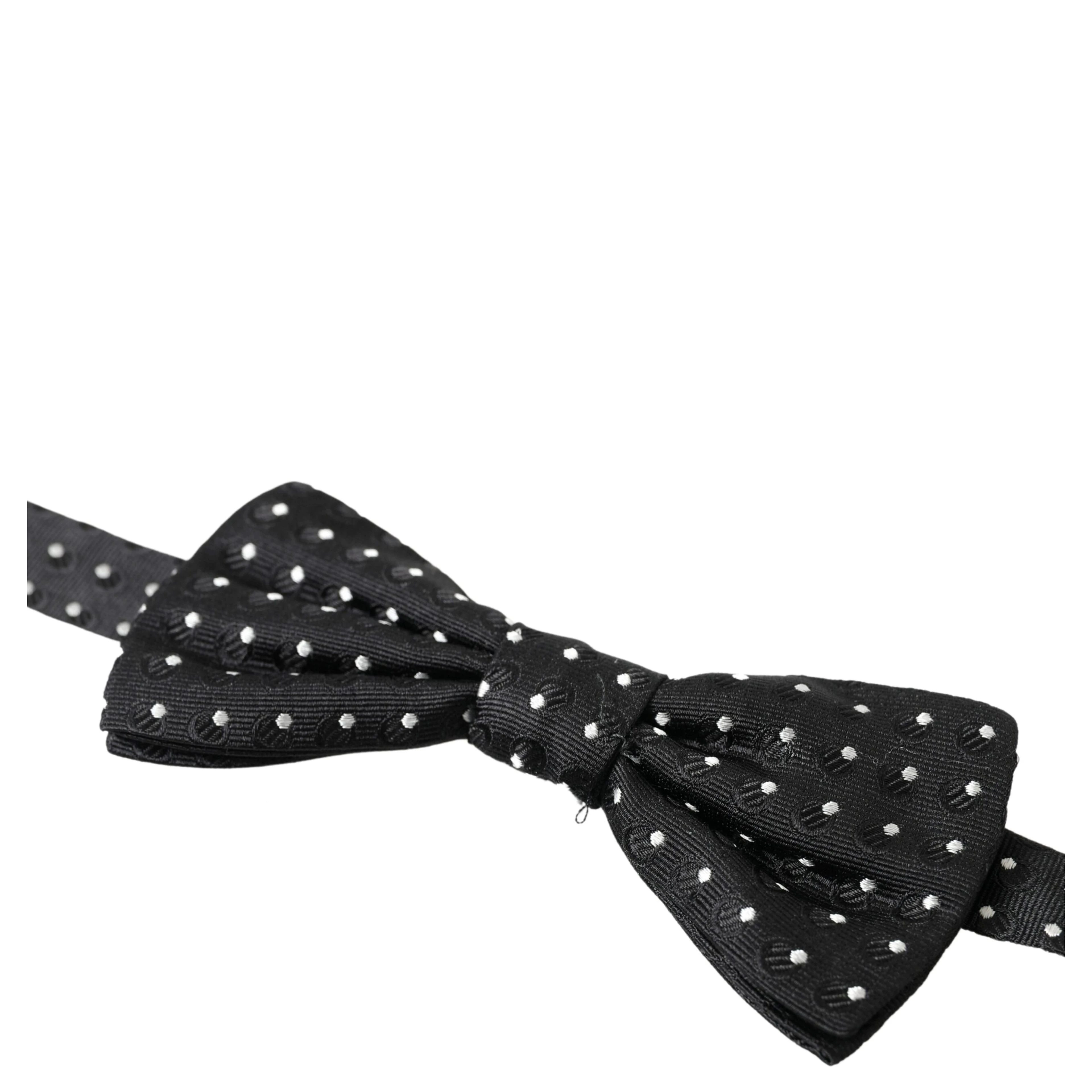 Black Polka Dot Silk Adjustable Men Neck Papillon Bow Tie