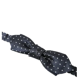 Blue Polka Dot Silk Adjustable Men Neck Papillon Bow Tie