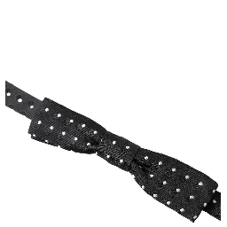 Black Polka Dot Silk Adjustable Men Neck Papillon Bow Tie